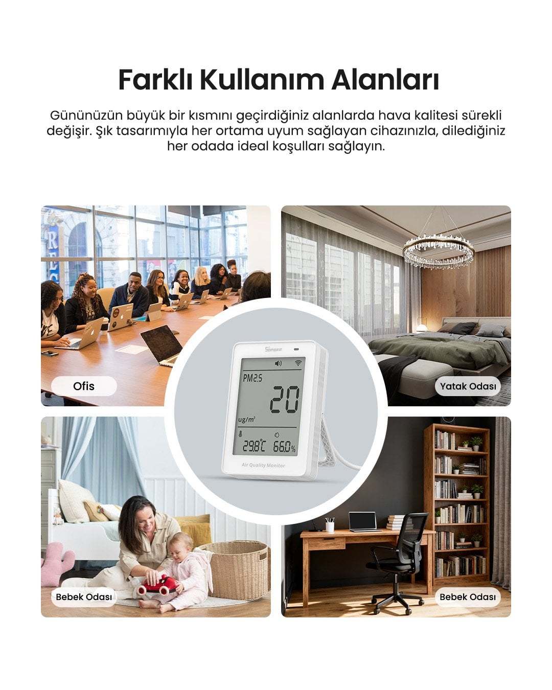 SONOFF AirGuard PM2.5/PM10 Matter Akıllı Hava Kalitesi Ölçüm Cihazı | SAWF-07P