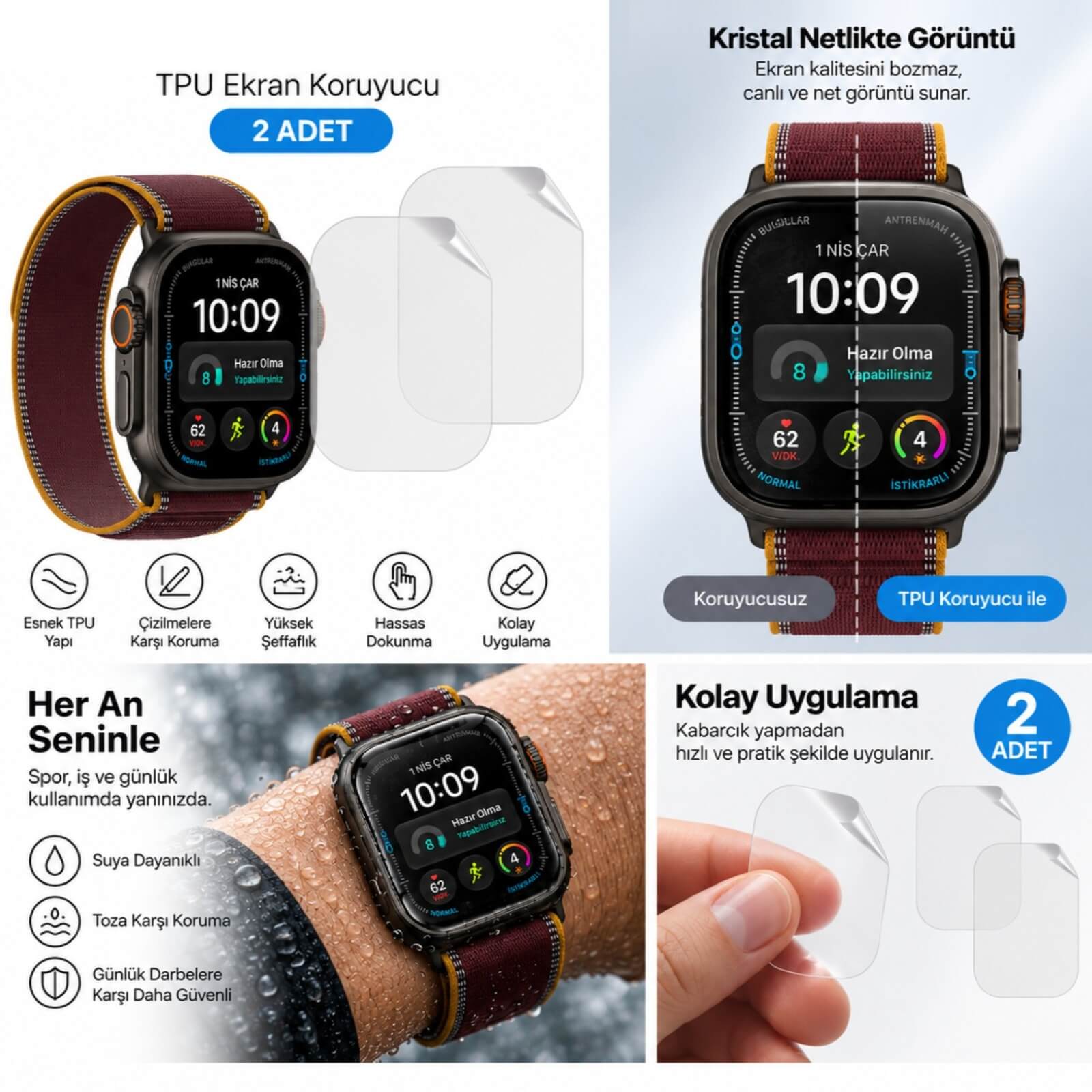 Apple Watch Ultra 4 49mm Ekran Koruyucu TPU A3579