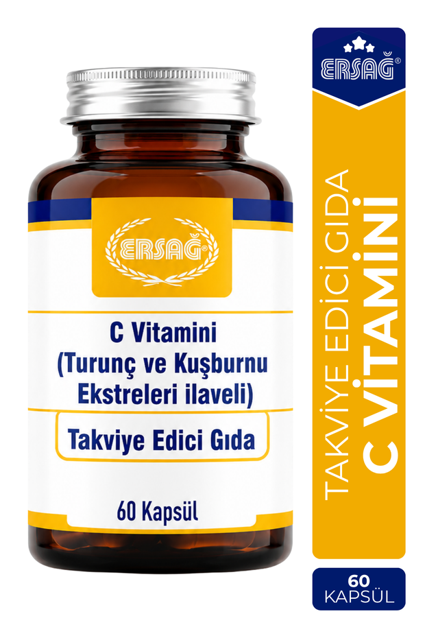 ERSAĞ C Vitamini Turunç ve Kuşburnu Ekstreleri İçeren Takviye Edici Gıda 60 Kapsül