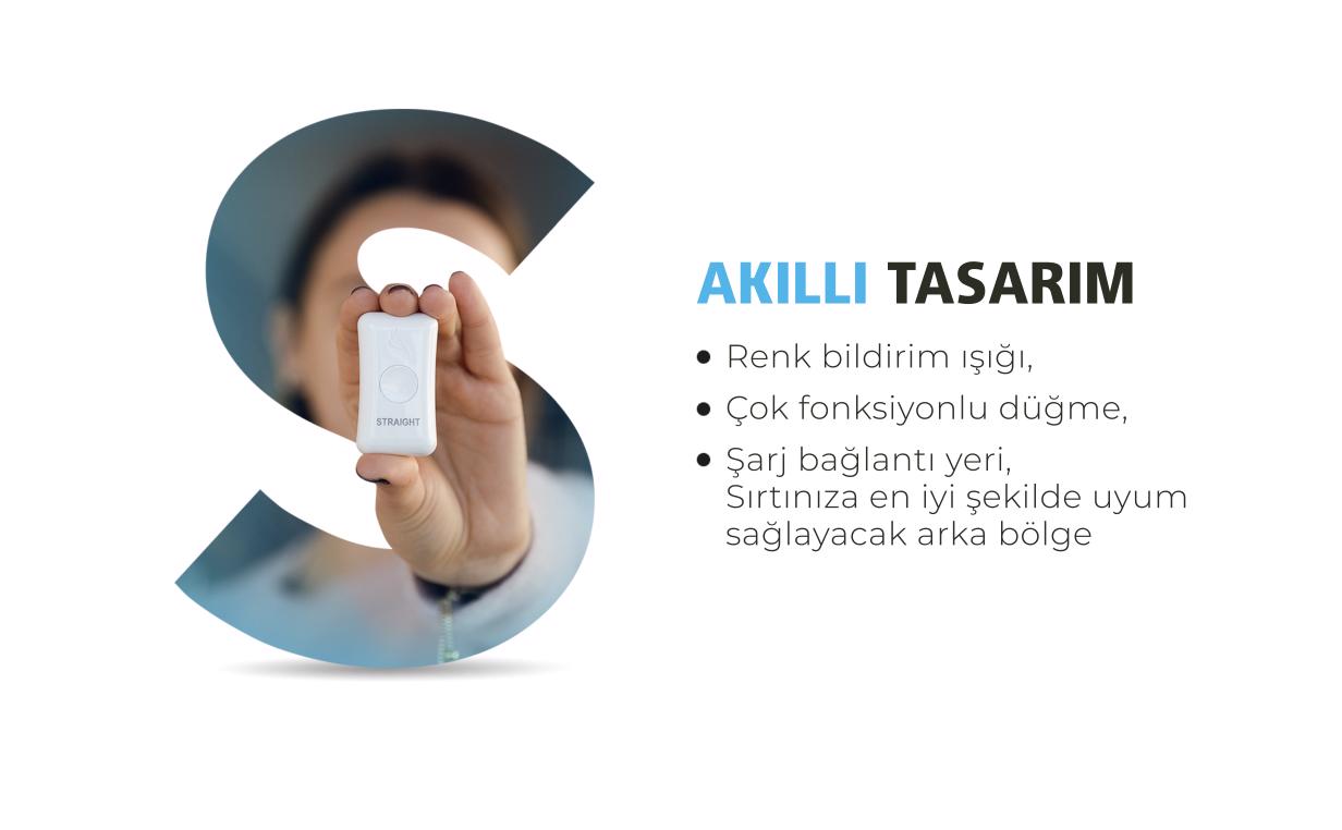 akıllı tasarım, renk bildirim ışığı, çok fonksiyonlu düğme, şarj bağlantı yeri, sırtınıza en iyi şekilde uyum sağlayacak arka bölge