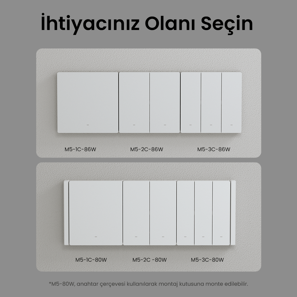  M5-80W 3'lü Anahtar Çerçevesi