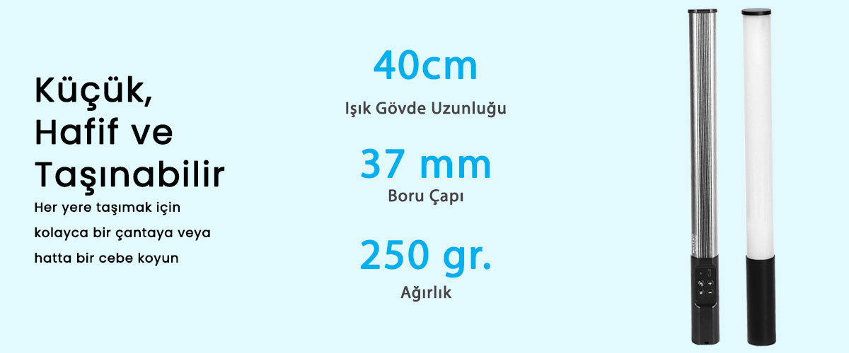 Gdx TB-40 RGB Led Tüp Işık (Uzunluk: 40 cm)
