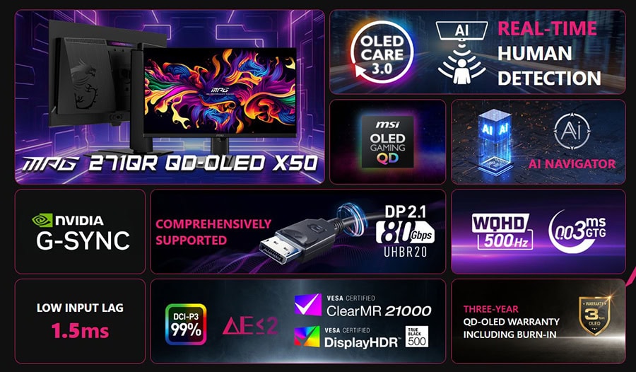 MSI MPG 271QR QD-OLED X50 Gaming Monitör H4