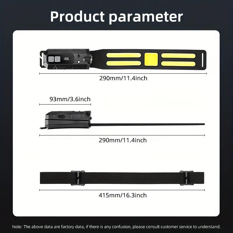 Ultra-Bright LED+COB Headlamp with Wave Sensor for Switch - Rechargeable, Adjustable Beam, Matte Finish for Outdoor Adventures, Rechargeable Headlamp details 0
