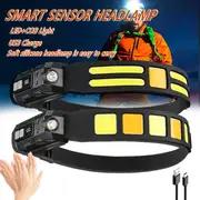 Ultra-Bright LED+COB Headlamp with Wave Sensor for Switch - Rechargeable, Adjustable Beam, Matte Finish for Outdoor Adventures, Rechargeable Headlamp details 1