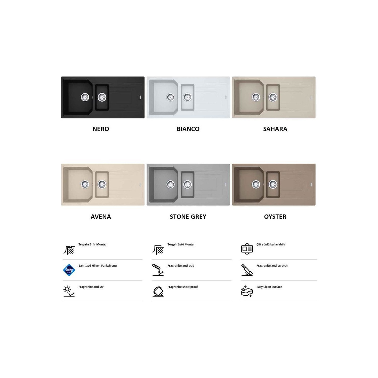 Franke Urban Ubg 651-100 Granit Evye, 1,5 Hazne, Nero Fiyatı
