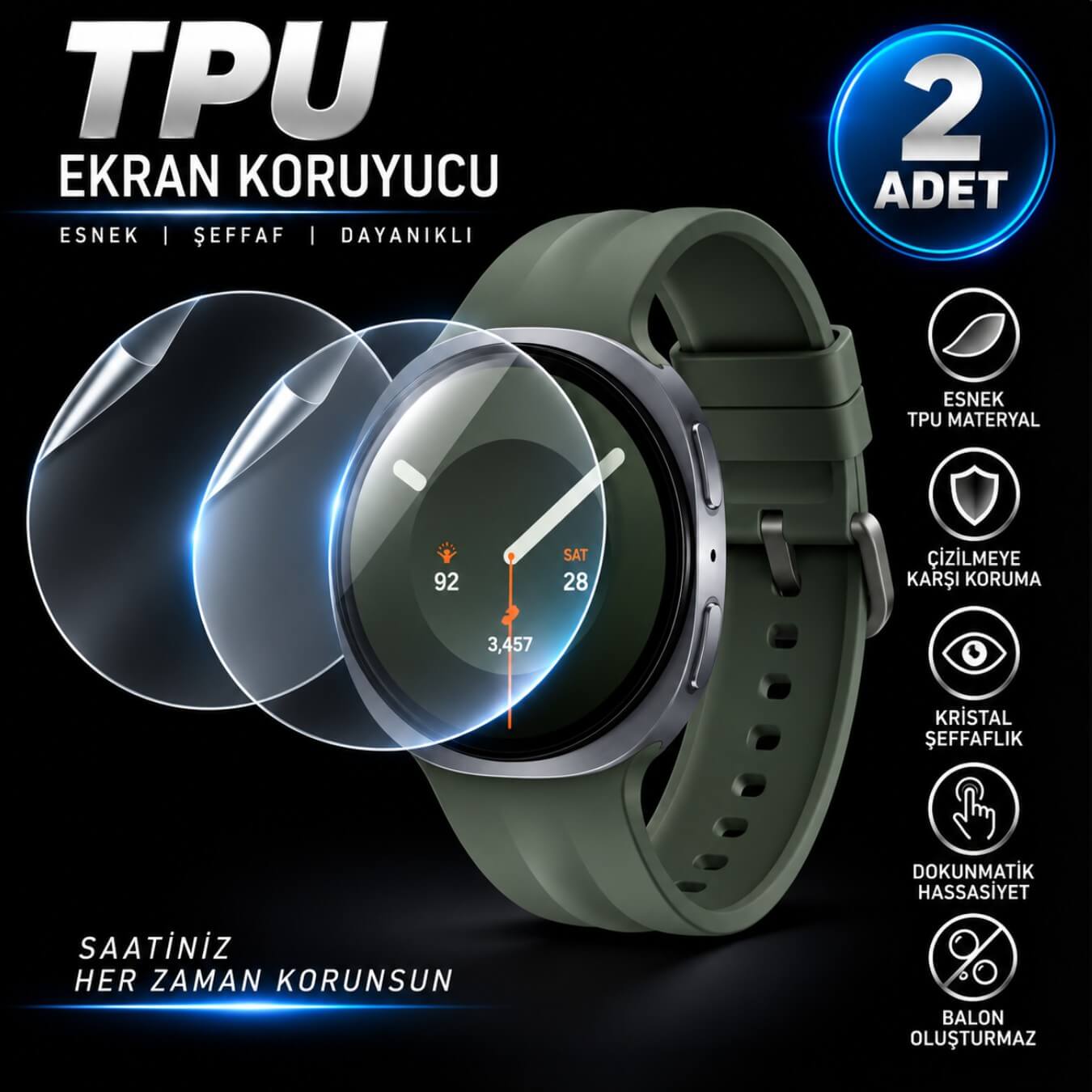 Samsung Galaxy Watch 9 44mm Ekran Koruyucu TPU