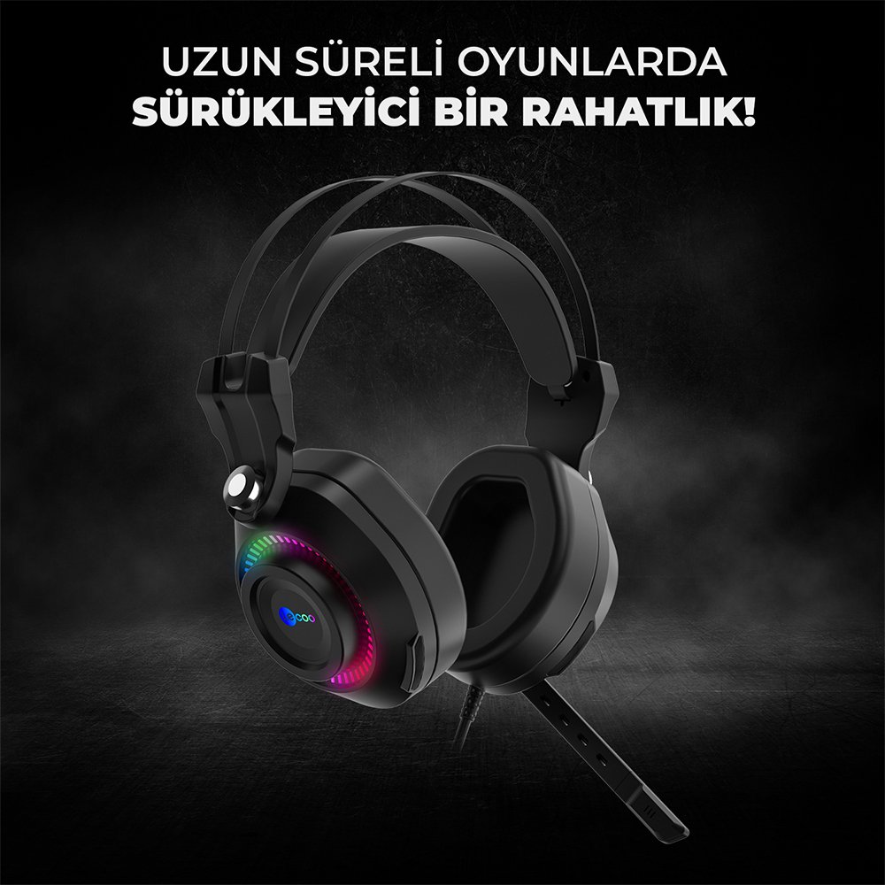Lecoo HT405 Kulak Üstü RGB Led Aydınlatma Kablolu Gaming Oyuncu Kulaklık