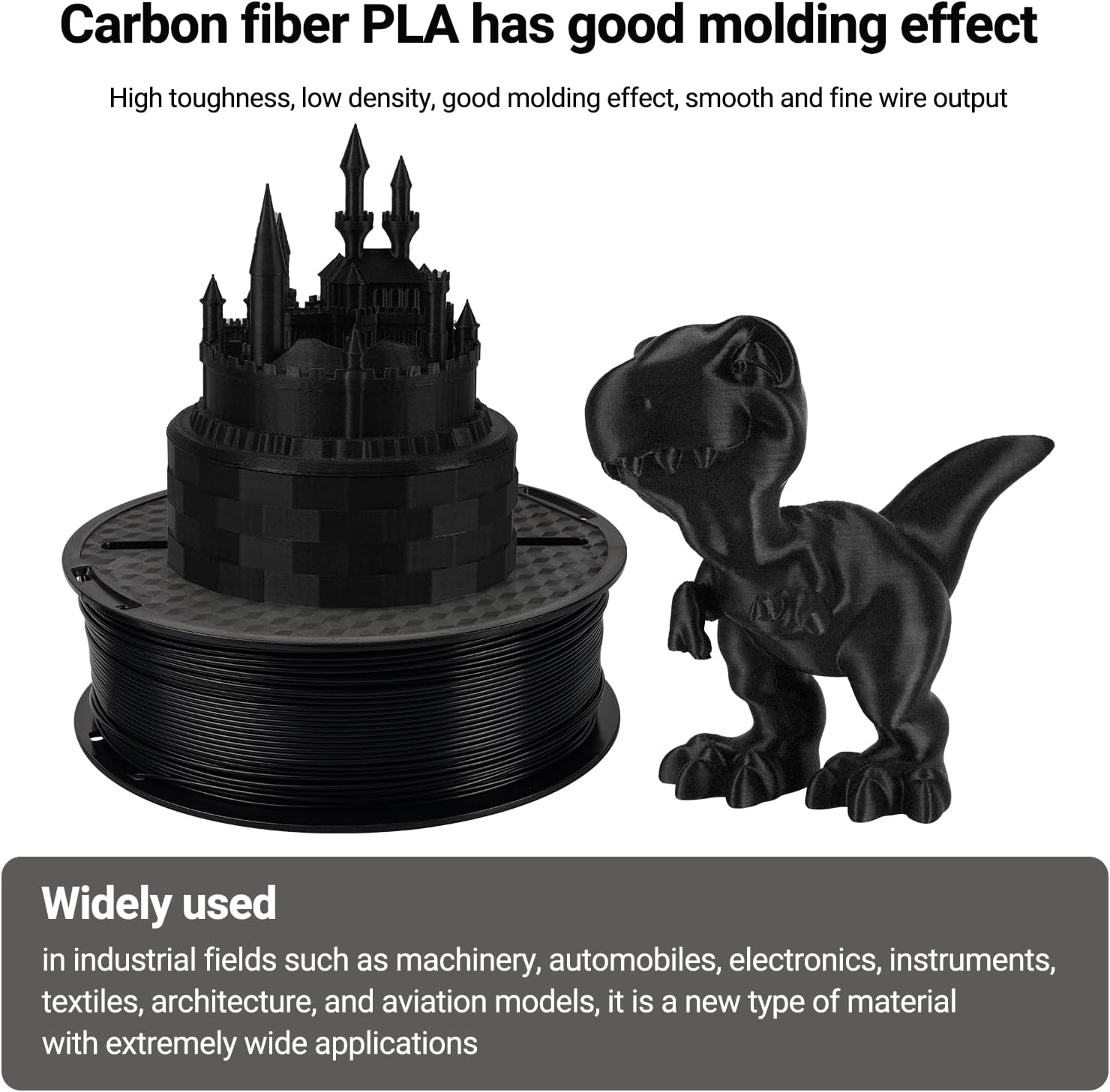 PLA Karbon Fiber Siyah Filament Görsel 1