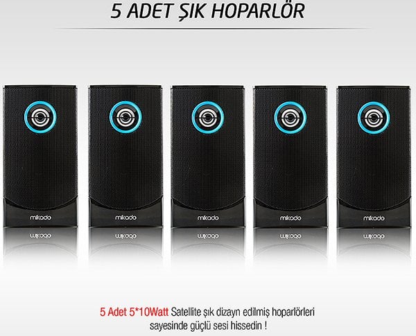 Mikado MD-813BT 5+1 USB-SD-FM-Bluetooth Ses Sistemi