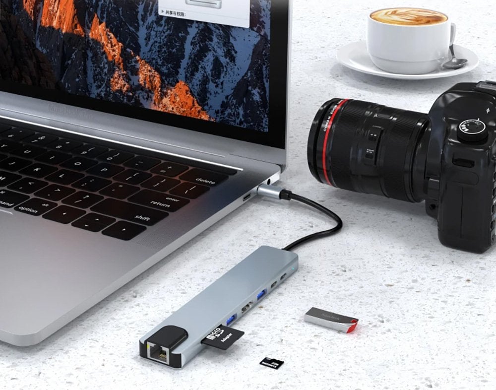 Raca RC-29630 Type-C 8IN1 HDMI Çok Fonksiyonlu USB 3.0 Dock Station