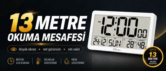 Loyka LCDBY75 Beyaz Dijital LCD Saat 13 metre okuma mesafesi