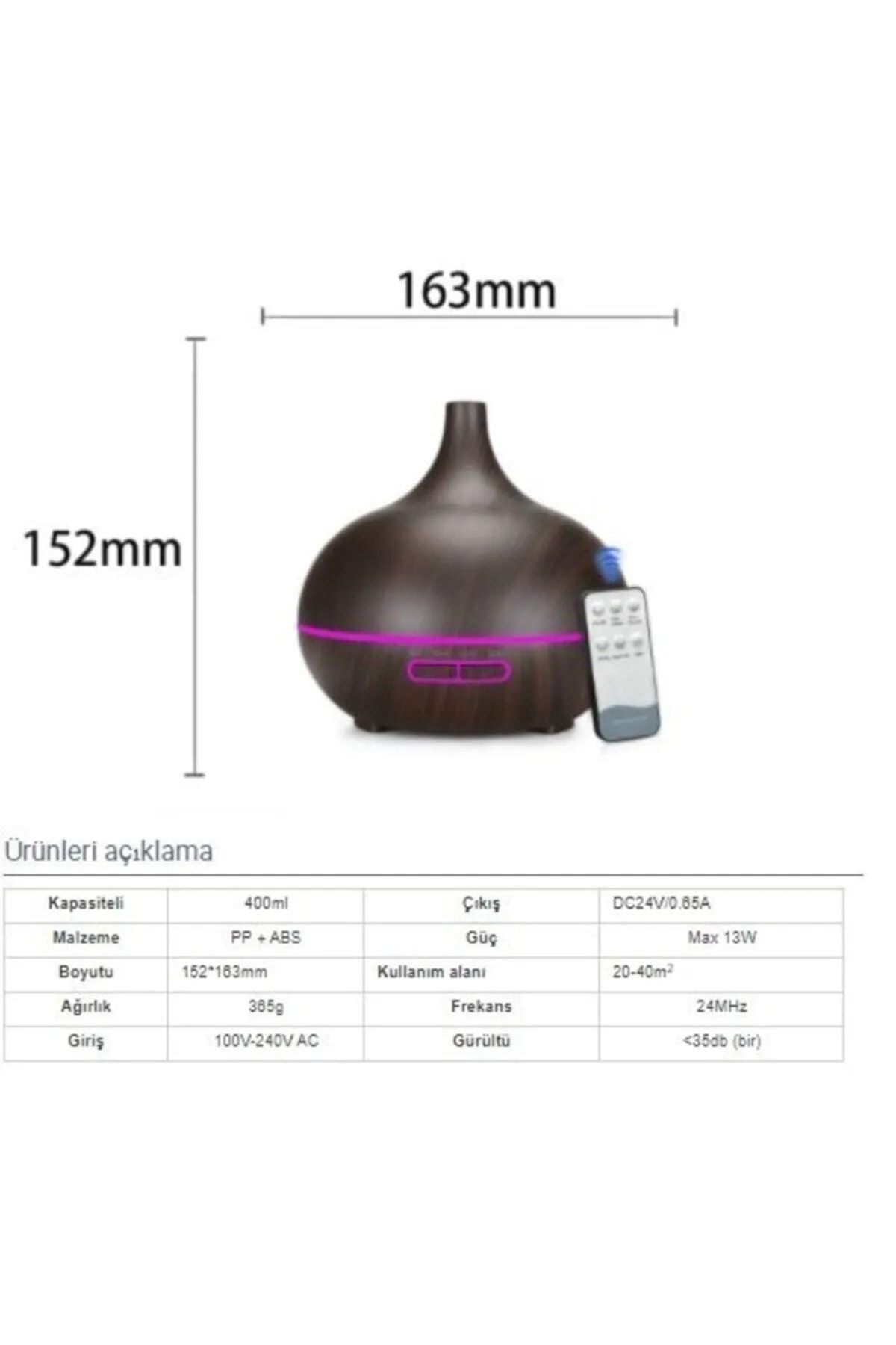 Aırstorr Aroma Difüzörü Buhar Ultrasonik 7 Renk Led Işıklı Aromatik Odakokusu Hava Nemlendirici 550 ml