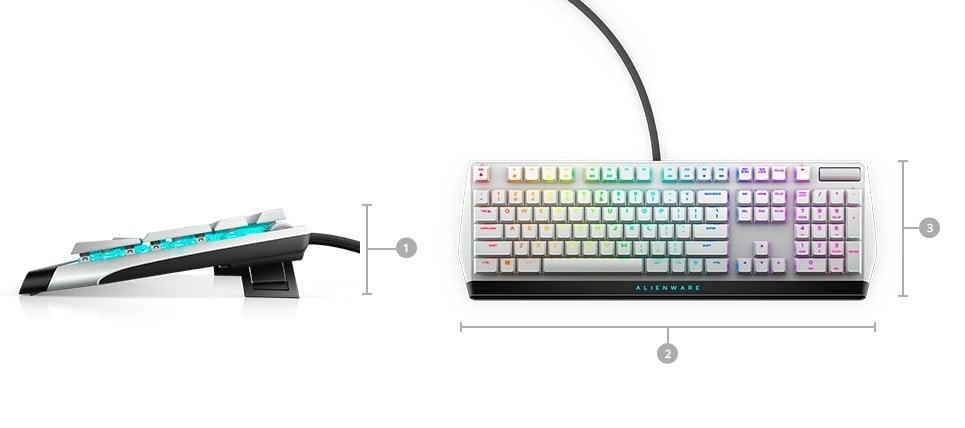 Alienware AW510K RGB Cherry MX Low Profile Red İngilizce Mekanik Kablolu Beyaz Gaming Klavye a3