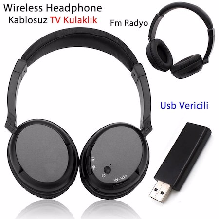 USB Vericili Wireless Stereo Kablosuz Kulaklık TV Radyo Şarjlı Fiyatları ve Özellikleri