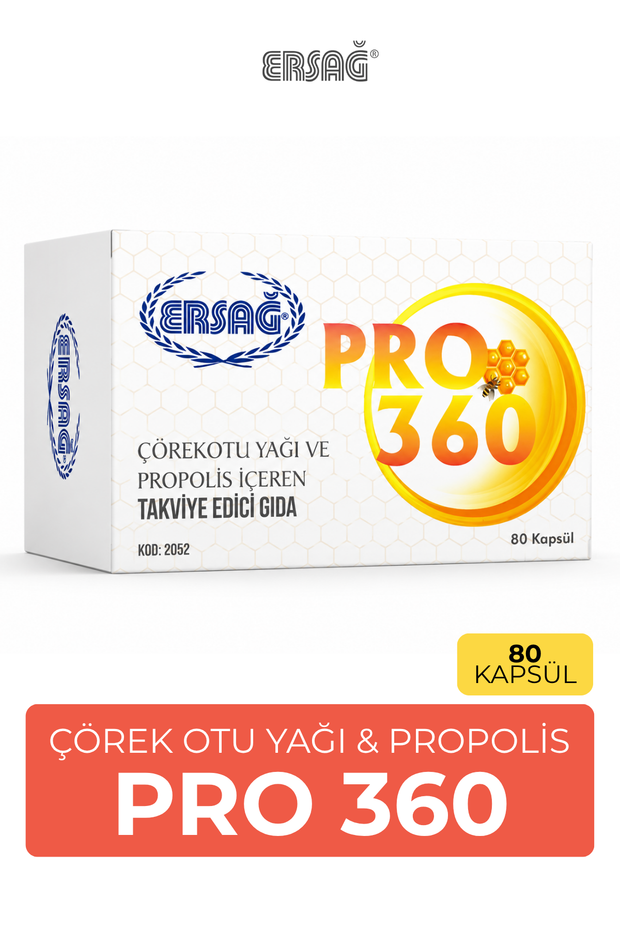 ERSAĞ Pro 360 Propolis ve Çörekotu Yağı 80 Jel Kapsül