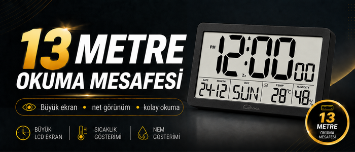 Loyka Siyah Dijital LCD Saat 13 metre okuma mesafesi