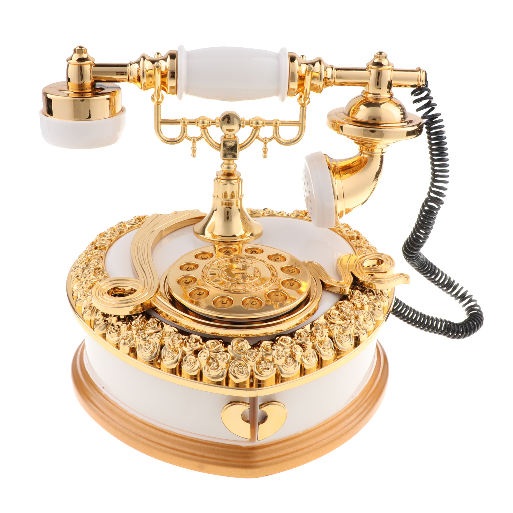Creative Retro Telephone Model Music Box Home Office Shop Decorations Collection Crafts Gifts