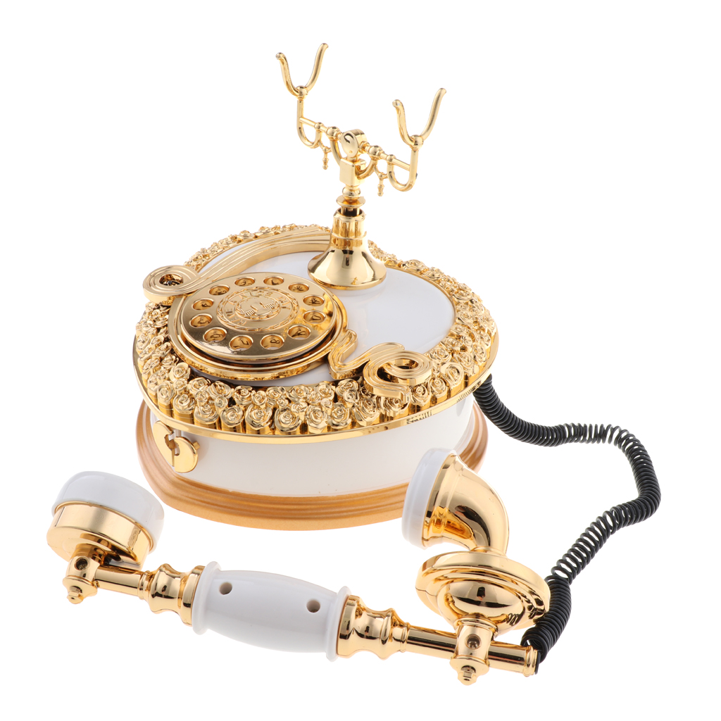 Creative Retro Telephone Model Music Box Home Office Shop Decorations Collection Crafts Gifts