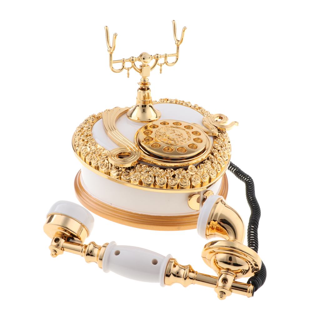 Creative Retro Telephone Model Music Box Home Office Shop Decorations Collection Crafts Gifts