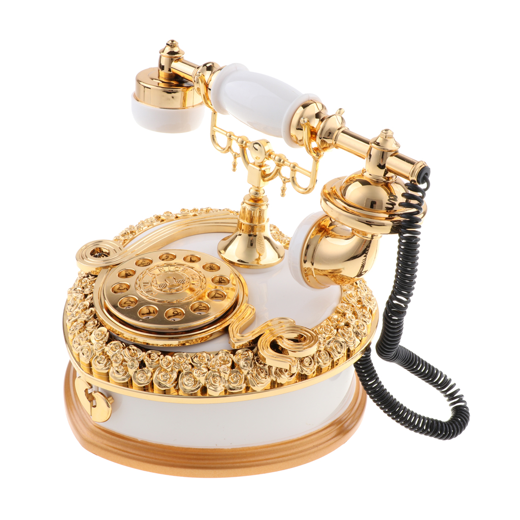 Creative Retro Telephone Model Music Box Home Office Shop Decorations Collection Crafts Gifts