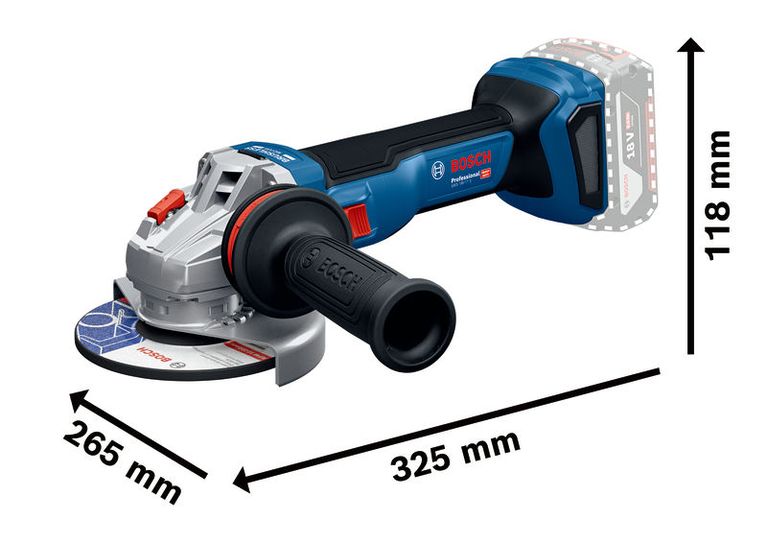 GWS 18V-11 S Ergonomik saplı Bosch GWS 18V-11 açılı taşlama makinesi.