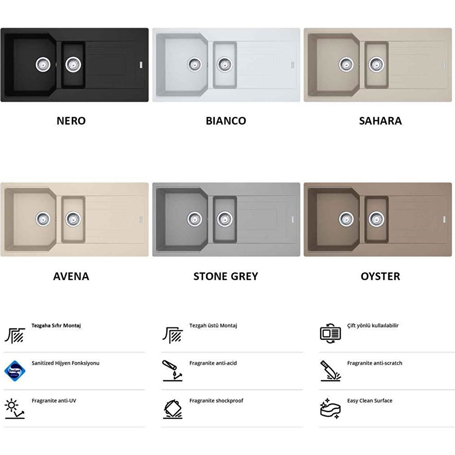 Franke Urban Ubg 651-100 Granit Evye, 1,5 Hazne, Nero Fiyatı