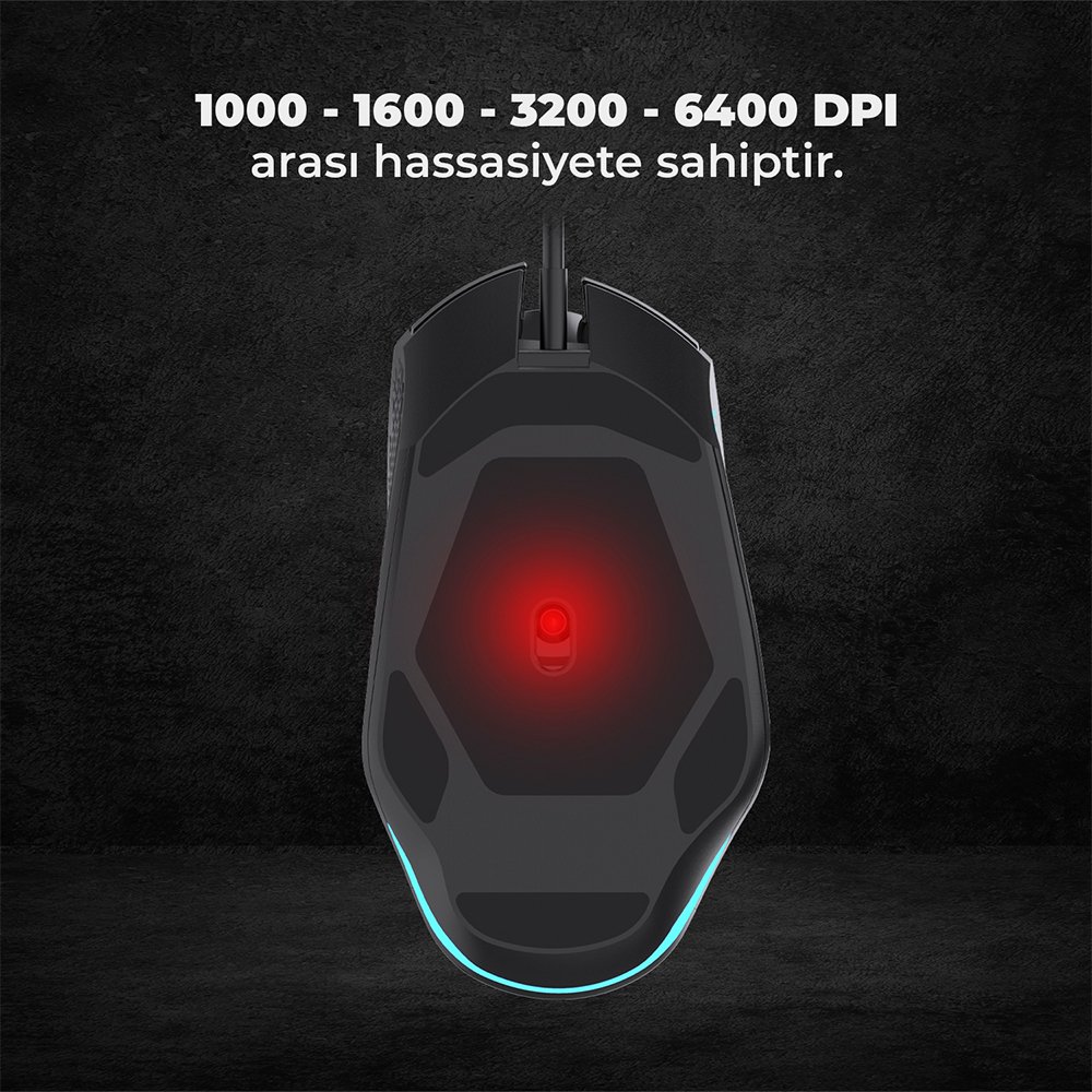 Lecoo MG1101 6400 DPI 7 Tuşlu Kablolu RGB Led Aydınlatmalı Gaming Oyuncu Mouse