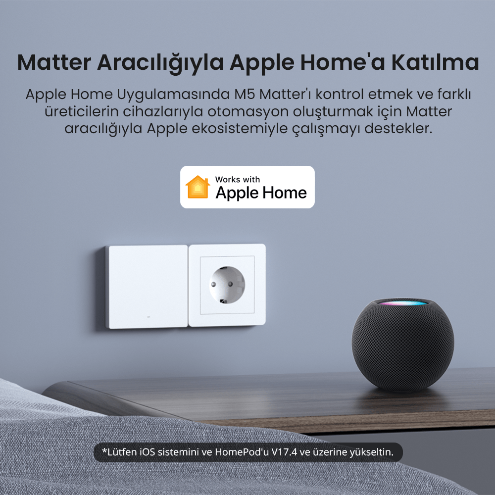 M5-1C-80W Beyaz Akıllı Duvar Anahtarı