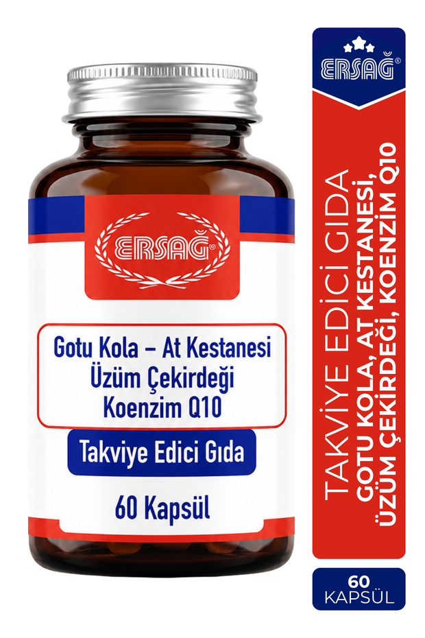 ERSAĞ Gotu Kola At Kestanesi Üzüm Çekirdeği Koenzim Q10 Takviye Edici Gıda