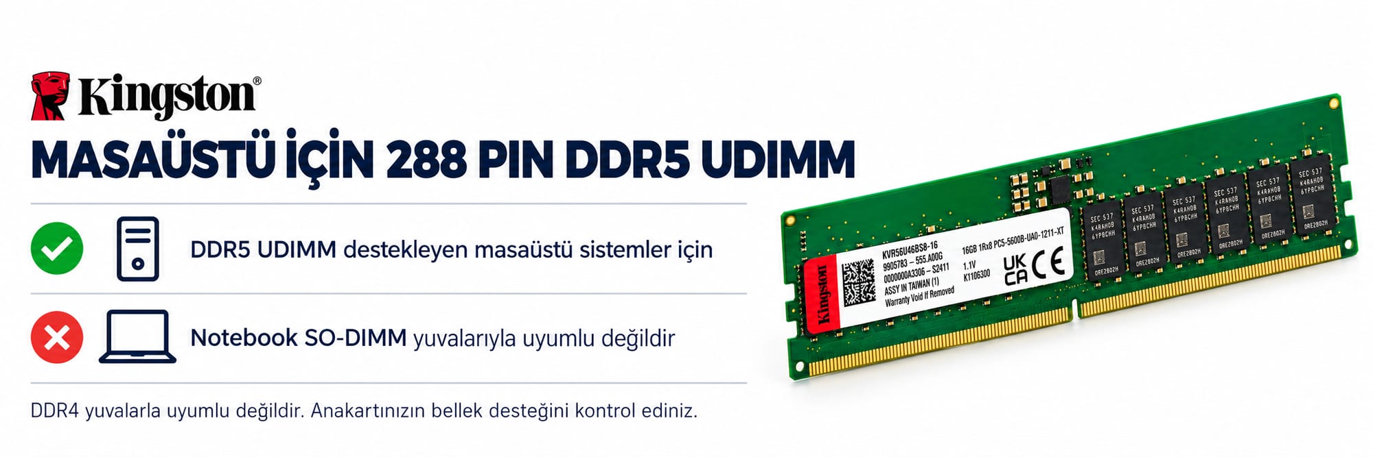 Kingston ValueRAM ürün bilgi görseli