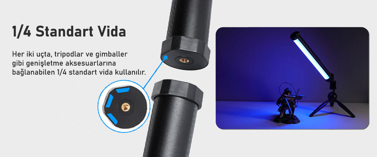 Gdx TB-40 RGB Led Tüp Işık (Uzunluk: 40 cm)