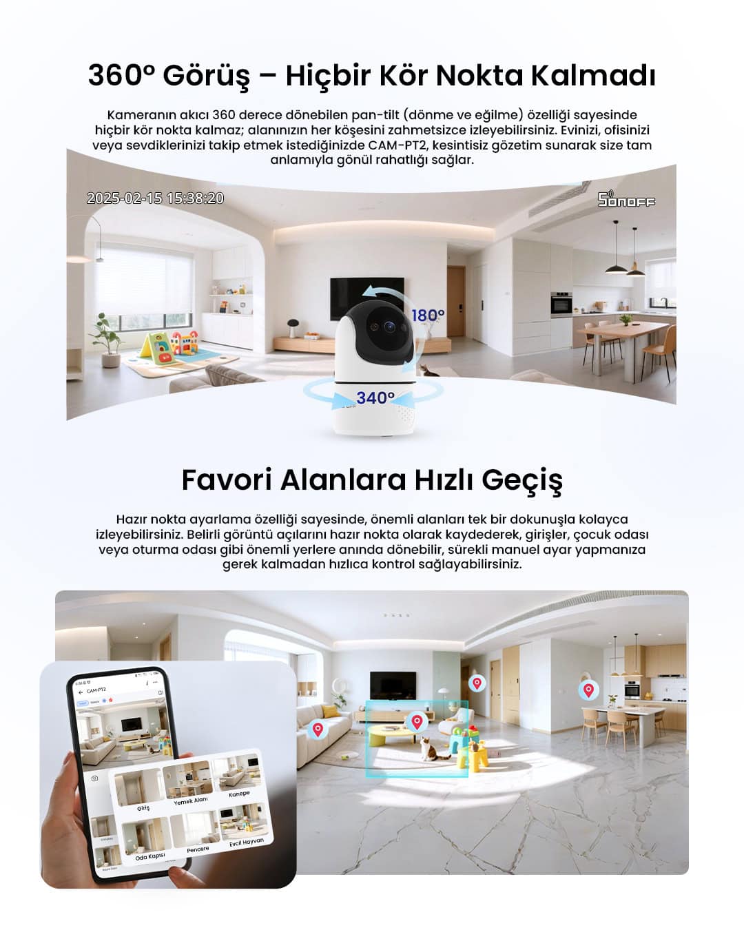 SONOFF CAM Pan-Tilt 2 Akıllı Kamera 360° Hareketli