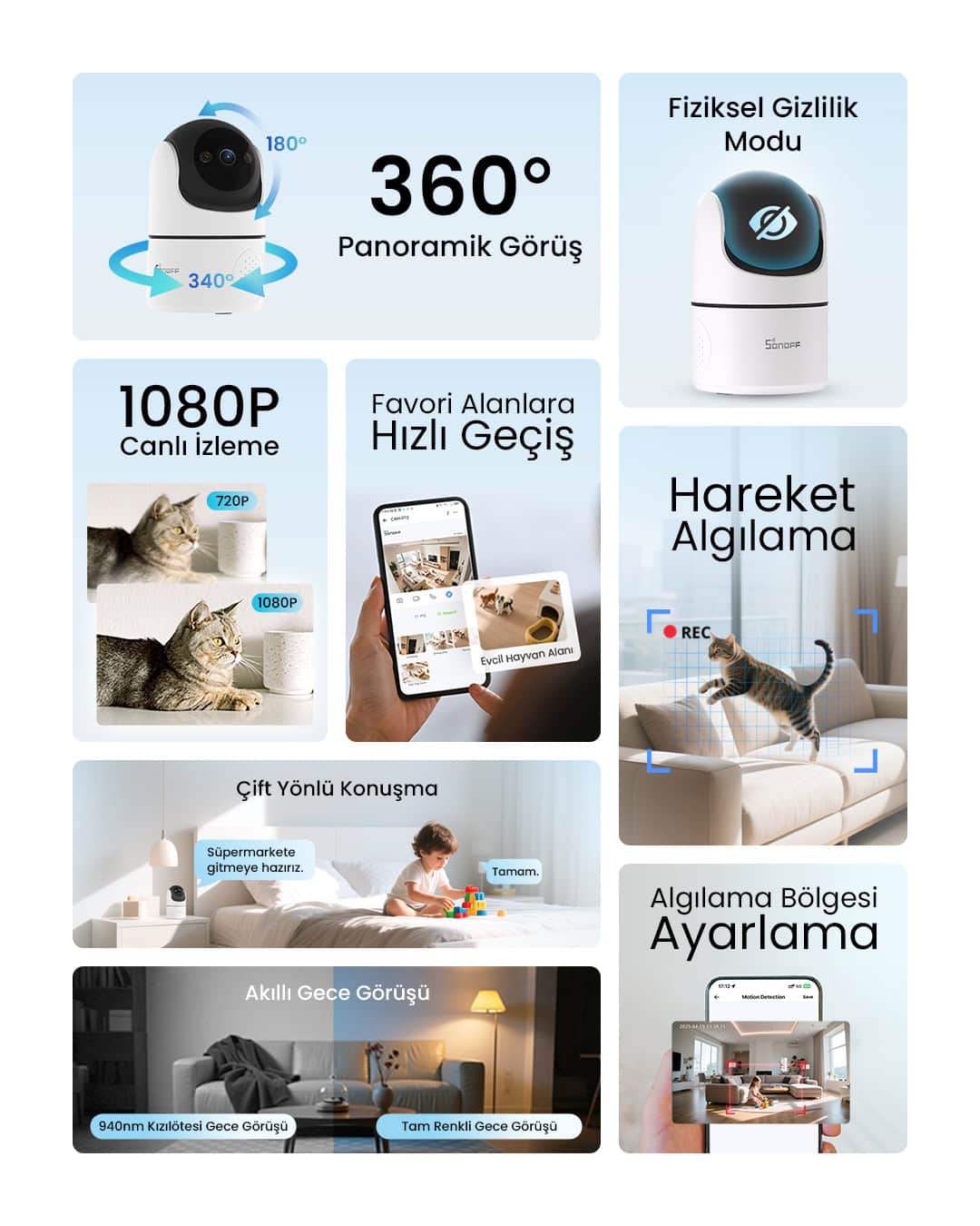 SONOFF CAM Pan-Tilt 2 Akıllı Kamera 360° Hareketli