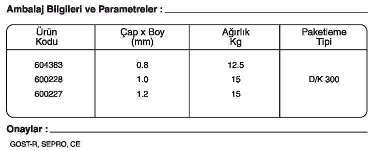 GeKa ELOX SG 309 L Si GAZALTI KAYNAK TELİ kaynakekipmanları.com gazlatı kaynak teli fiyatı: {urun_fiyati} GeKa ELOX SG 309 L Si GAZALTI KAYNAK TELİ kaynakekipmanları.com gazlatı kaynak teli fiyatı: {urun_fiyati}