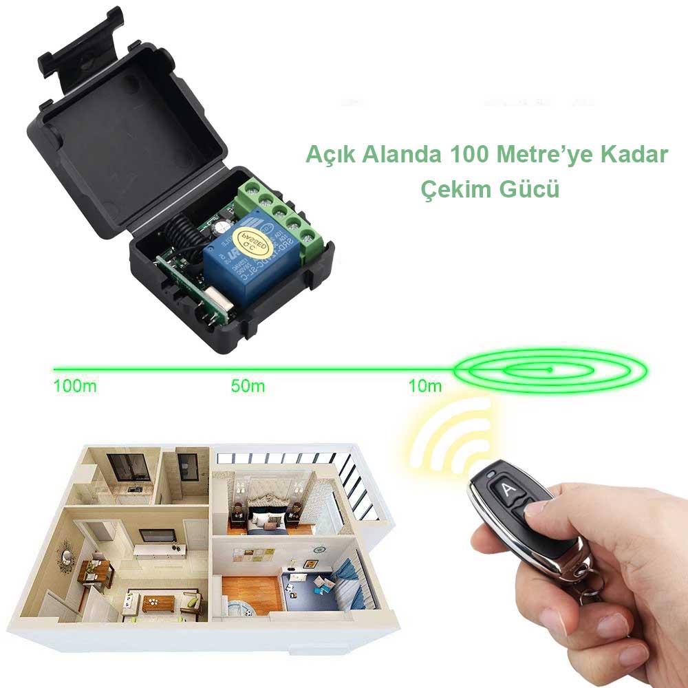Weko 12 Volt 433 Mhz Tek Kanallı RF Alıcı Verici Garaj Kumanda Devresi - Röle Kartı