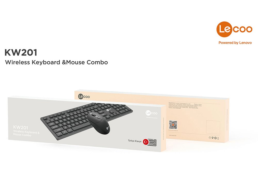 Lecoo KW201 Kablosuz Q Klavye - Mouse Set Siyah