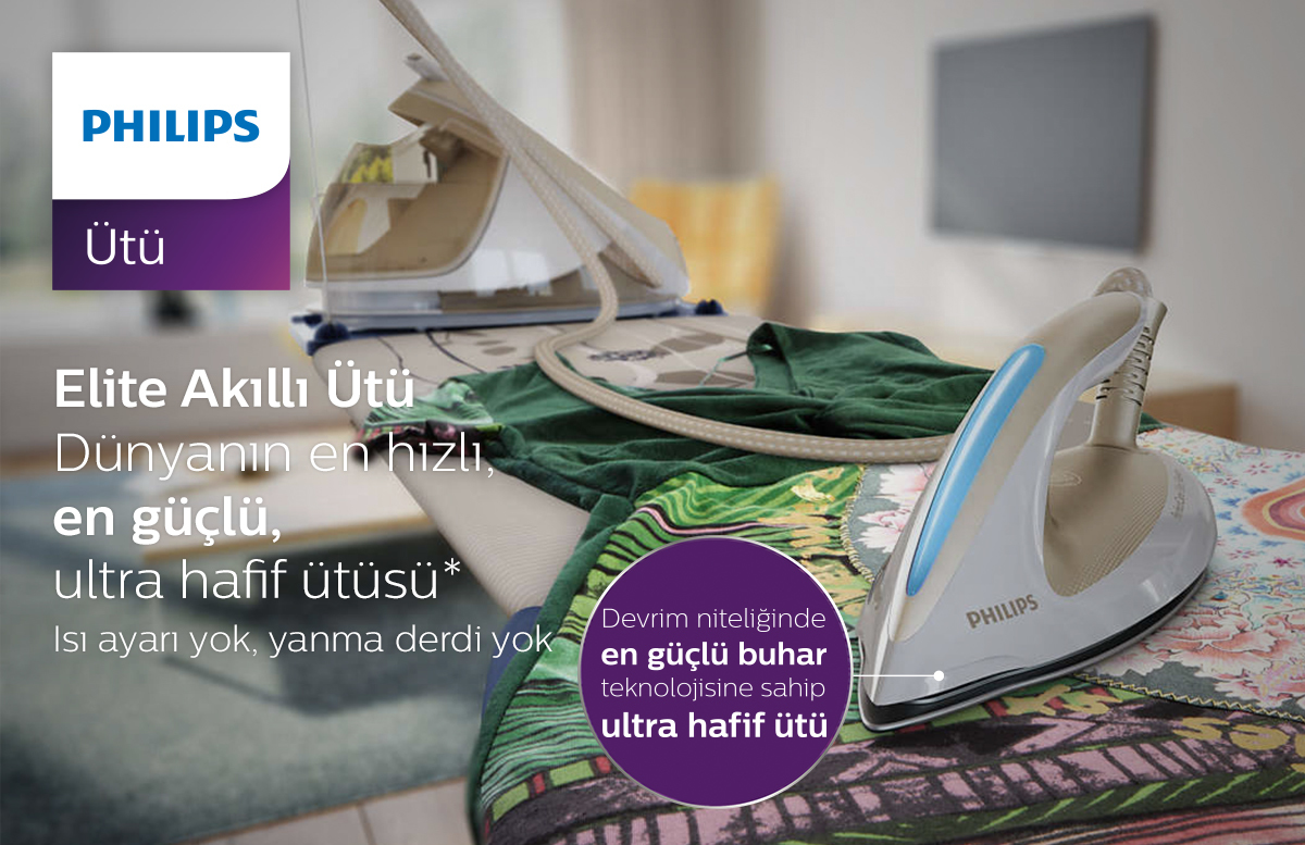 Elite Akıllı Ütü. Dünyanın en hızlı, en güçlü, ultra hafif ütüsü. Isı ayarı yok, yanma derdi yok