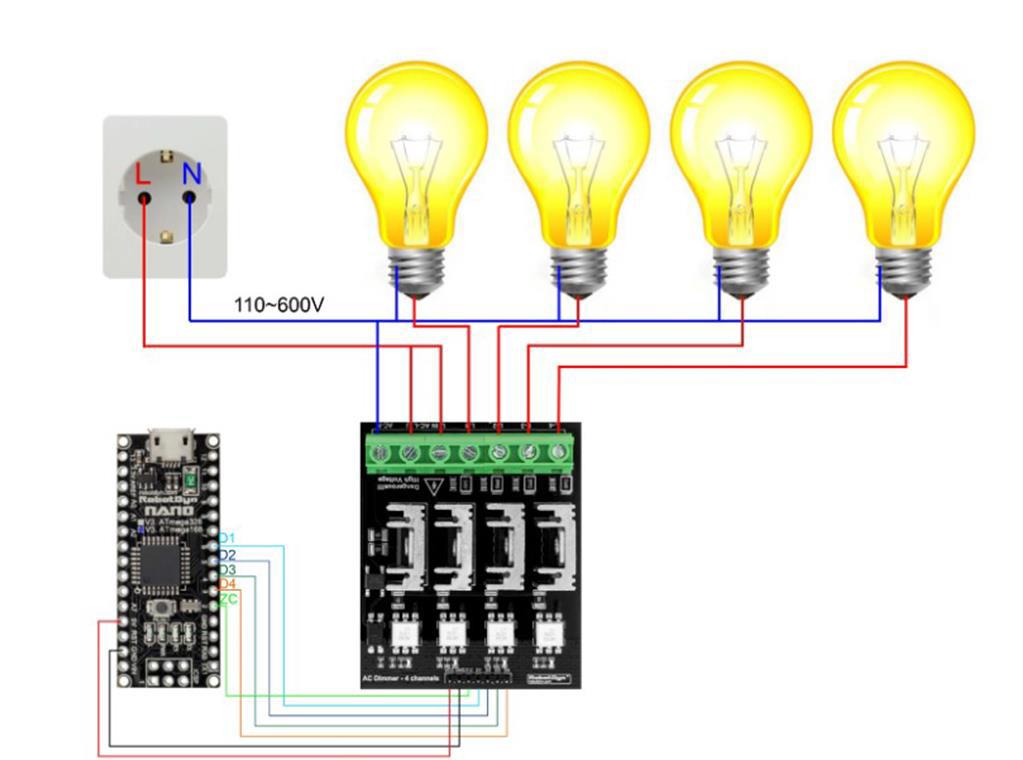 AC Gerilim Ayarlayıcı Dimmer 110-400V 4 Kanal-2
