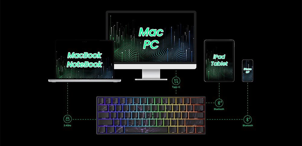 Akko Monsgeek Fun60 Max Shine Through Black Gaming Klavye H4