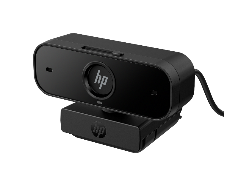 HP 435 FHD Webcam JetBlack ShutterClosed CoreSet FrontLeft WhiteBG