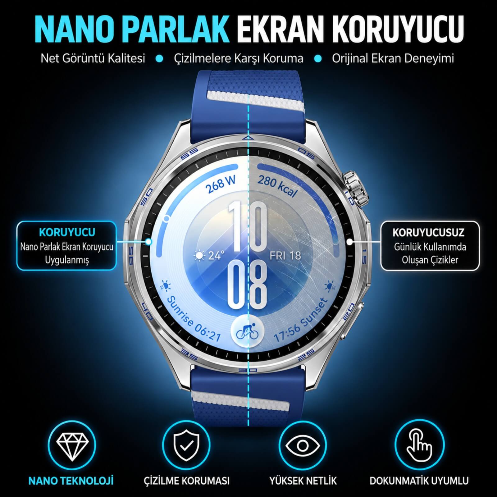 Huawei Watch GT 7 46mm Ekran Koruyucu Nano Parlak