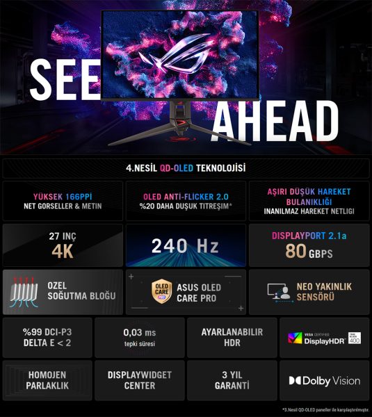 ROG Swift OLED PG27UCDM ASUS ROG Swift OLED PG27UCDM Gaming Monitör h3