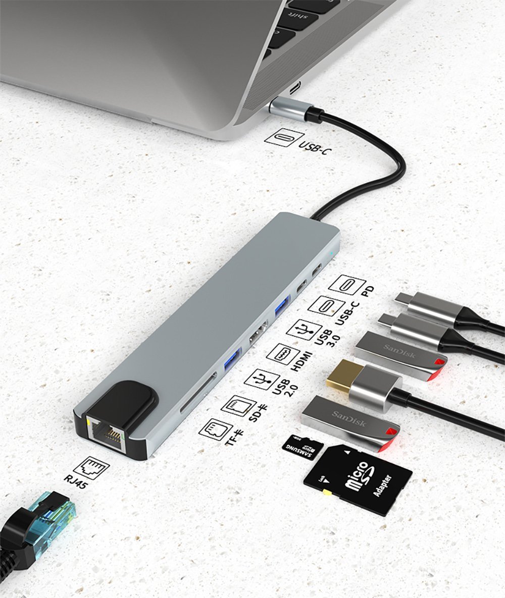 Raca RC-29630 Type-C 8IN1 HDMI Çok Fonksiyonlu USB 3.0 Dock Station