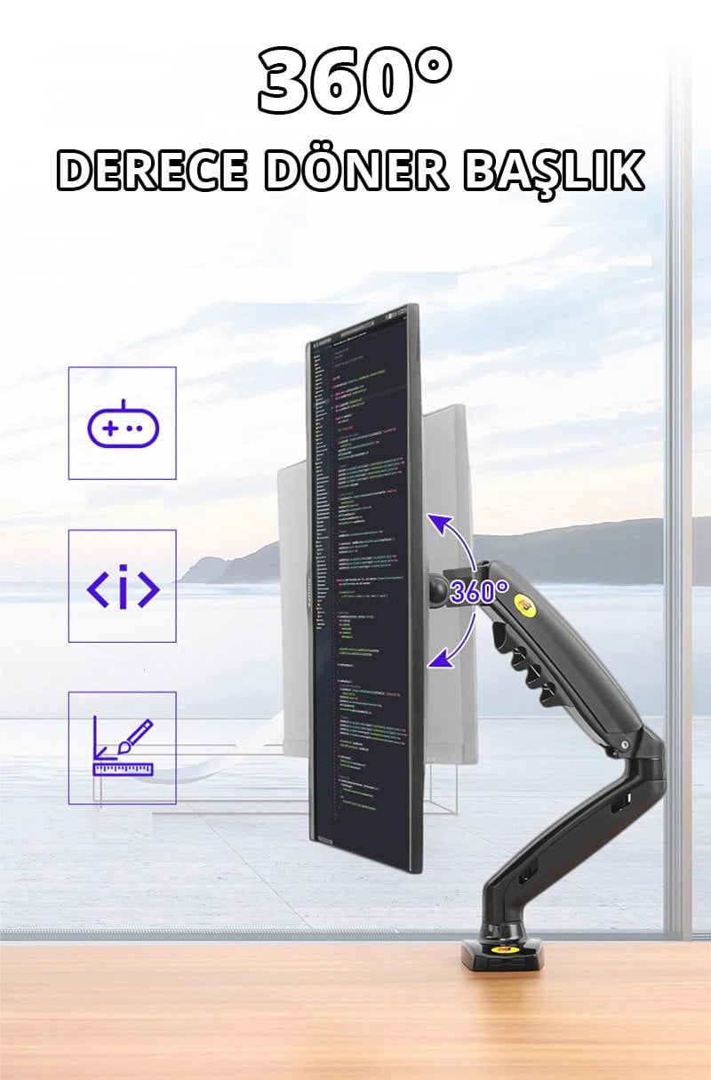 North Bayou 17-30'' Tek Kol Amortisörlü Stand Lcd-Led Monitör Tutucu Askı Aparatı F80