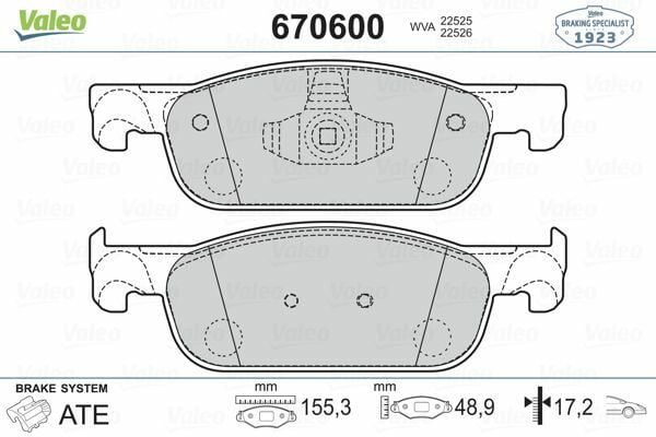 VALEO 670600 | Fren Balata Ön Clio IV (Bh_) 12-1.5 DCI 90 1.5 DCI 75 1.2 16V 0.9 TCE 90 (Bhnf) 1.5 DCI 110 0.9 TCE 75 (Bhnp) 1.5 DCI (Bhmw) 1.5 DCI (Bhm6) 1.2 TCE 120 (Bhm0) 1.2 TCE 120 (Bhau) 1.2 16V (Bha1, Bhak, Bhmg, Bhmk) Clio IV Grandtour (Kh_) 12-0.