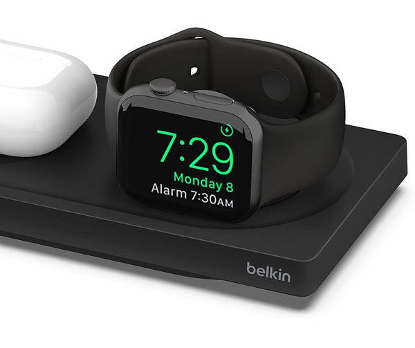 Drahtloses Ladegerät Belkin Boost Pro 3in1 Qi +Netzladegerät für AirPods / Watch / iPhone mit MagSafe, Schwarz