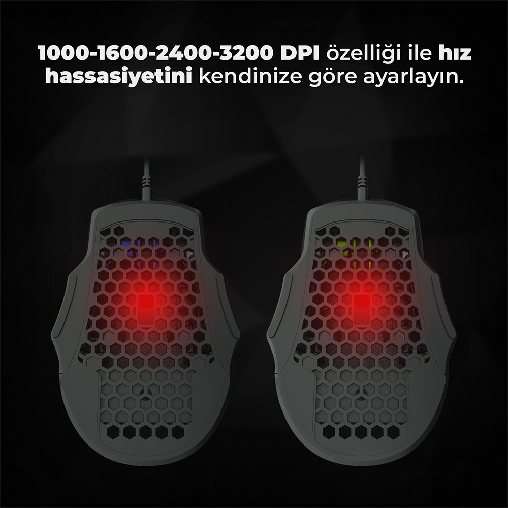 Lecoo MS107 3200 DPI 7 Tuşlu Kablolu RGB Led Aydınlatmalı Gaming Oyuncu Mouse