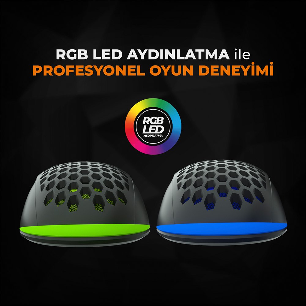 Lecoo MS107 3200 DPI 7 Tuşlu Kablolu RGB Led Aydınlatmalı Gaming Oyuncu Mouse