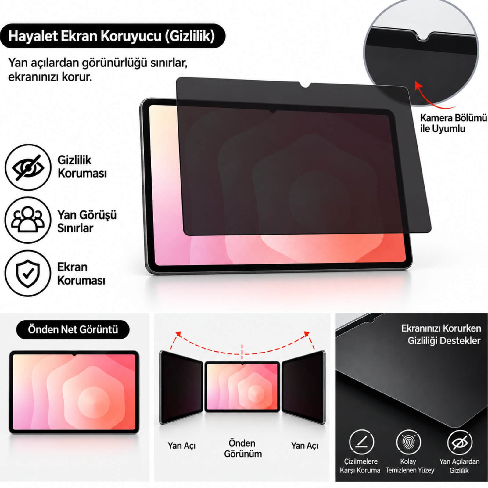 Samsung Galaxy Tab S12 Ultra İle Uyumlu Hayalet Ekran Koruyucu 14.6 İnç SM-X940 Yandan Görünmeyen Anti-Spy Gizlilik (Privacy) Koruması, 9H Nano Kırılmaz Esnek Cam, Parlama Ve Parmak İzi Önleyici